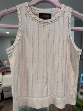 Truth Cream Ribbed Knit Sleeveless Tank